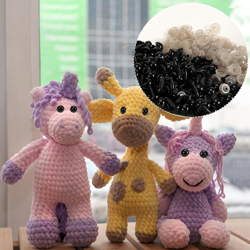 Xarchy 300 Pieces 10mm Safety Eyes for Amigurumi, Black Plastic Craft Eyes with Washers, Stuffed Crochet Eyes for DIY Crochet Crafts Stuffed Animals Making Supplies - Image 4